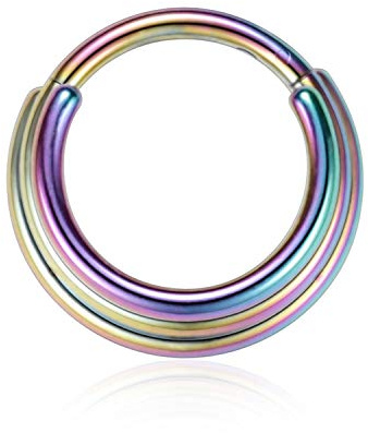 hengkaixuan 16G Nasenringe 316L Chirurgischer Stahl Septum Ohrmanschette Helix Clicker Klappring Muschel Daith Helix Unisex Creolen Septum Piercing Schmuck