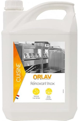 Produits et accessoires de nettoyage - Produit ménager entretien maison - Nettoyeur Sol - Nettoyant Sol - Nettoyant rénovateur Inox - ORLAV - bidon 5l