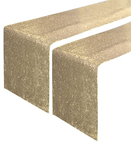 JYFLZQ Champagnerfarbener Pailletten-Tischläufer, 30,5 x 274,3 cm, 2 Stück, glitzernde schwarze Metallic-Tischläufer, Glitzer-Paillettenläufer für Tisch, Geburtstag, Party, Event, Dekorationen
