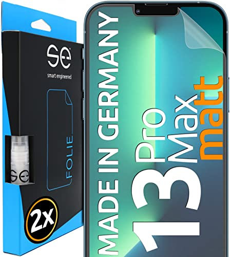 2x se® 3D SCHUTZFOLIE Entspiegelt für Apple iPhone 13 Pro Max,Anti-Staub, 100% Fingerabdruck & FaceID kompatibel, einfache blasenfreie Installation, Ultra-Klar, Stoß-Kratzfest, aus Deutschland