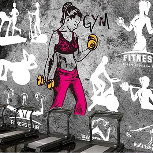 XHXI 3D Gramping Papier Personalisierte Zementwand Retro Schönheit Sport Fitnessraum Werkzeuge Papierhintergrund Wandbild fototapete 3d Tapete effekt Vlies wandbild Schlafzimmer-300cm×210cm