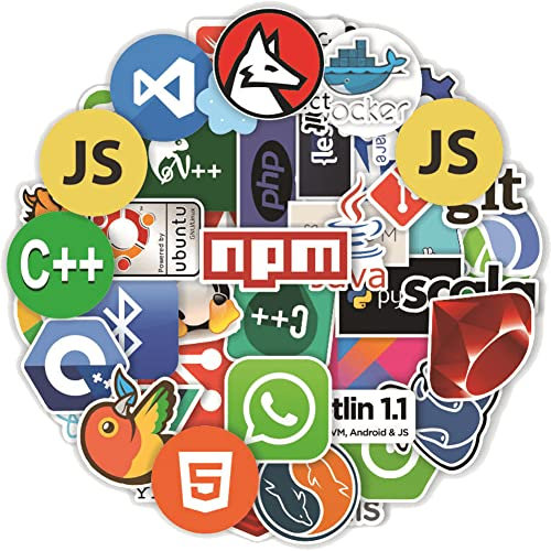 Laptop Skins Decals Pack for Developer 50pcs Programming Stickers Computer Software Waterproof Sticker