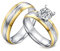 Partnerringe Titan Paarpreis, Verlobung Ringe Paar Silber 6MM Breite Bicolor Runden Zirkonia Partnerringe Eheringe Damen Gr. 57 (18.1) & Herren Gr. 57 (18.1)