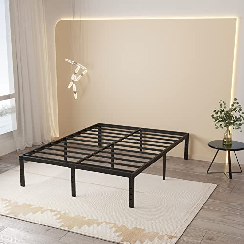 Maenizi 40,6 cm Queensize-Bettgestell, kein Boxspringbett erforderlich, robuster Metallrahmen für Queen-Size-Bettgestell, unterstützt bis zu 1360 kg, einfache Montage, geräuschfrei, Schwarz
