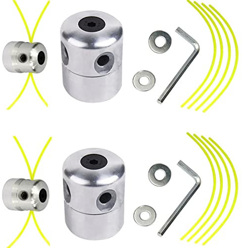 Aluminium Fadenkopf Alu Mähkopf Fadenspule für Benzin Rasentrimmer Motorsense Freischneider mit 4 Faden, Doppelfadenkopf Fadenkopf Mähkopf Mähfaden Trimmerfaden für M8 M10 (2 Set)