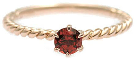 18 Karat (750) Rotgold Ausgefallene Ringe, Trauringe Einzelnes Juwel Runden Rot Granat Ring Größe 53 (16.9)