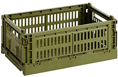Hay Transportbox Colour Crate S aus recyceltem Polypropylen in der Farbe Olive