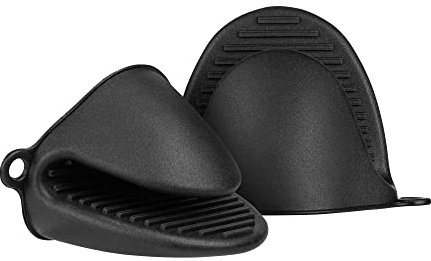 kwmobile Gant cuisine silicone - Lot de 2x gant de four manique antidérapante résistante à la chaleur jusqu'à 230°C - noir