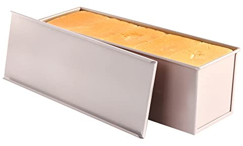 CANDeal Taille Grande Moule à Pain avec Couvercle,Acier épais, antiadhésif, pour la Fabrication de gâteau et de Pain grillé (Or-Lisse-Pour pâte 1200g)