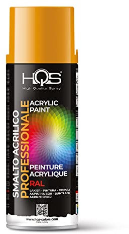 HQS Bombe de peinture acrylique, en aérosol, couleurs RAL, RAL 1007, jaune chrome
