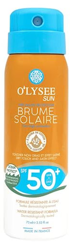 O'LYSEE - Brume Solaire - Format voyage - Très Haute Protection - Visage et Corps - Transparente résistante à l’eau - SPF50+ 75 ml
