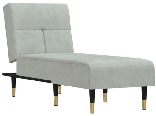 vidaXL Chaiselongue, Recamiere Verstellbar Multifunktional, Relaxliege Sofa Metallbeine, Schlafsofa Gästebett Wohnzimmer, Modern, Hellgrau Samt