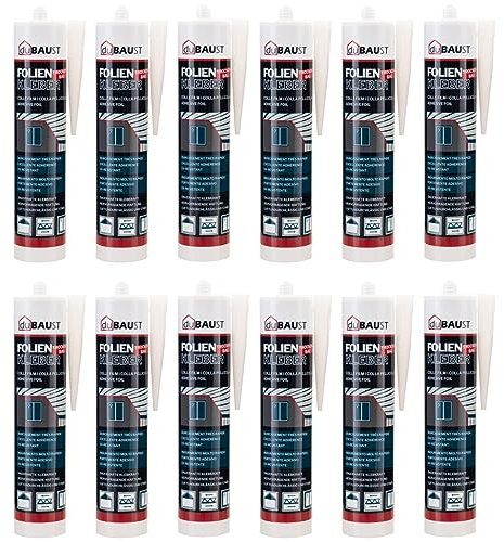 dubaust BFK24 Adhesivo para láminas de construcción, adhesivo para barrera de vapor, cinta de conexión para ventanas, cinta de conexión de ventana, barrera de vapor, 310 ml, azul (12)