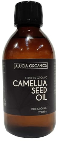 Alucia Organics Zertifiziertes Organisches Kamelienöl (Camellia Seed Oil) - Rein, natürlich, kaltgepresst, vegan, für Haut, Gesicht, Körper, Haare, Massage (250ml)