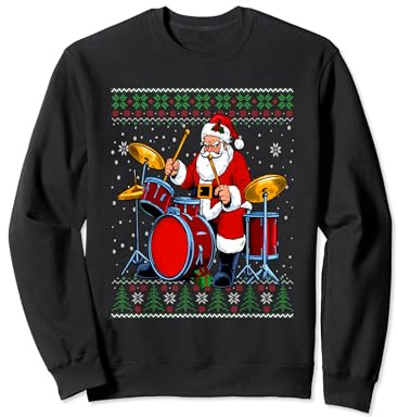 Santa Claus Drummer Ugly Christmas Sweater Sweatshirt