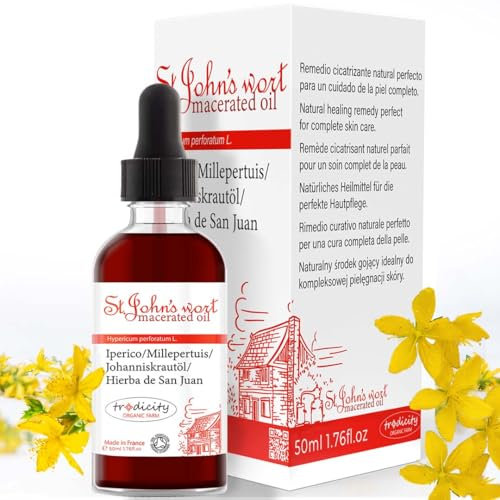 Olio di Iperico, Erba di San Giovanni, Idratante e Riparatore per la Pelle e i Capelli, Antismagliature in Gravidanza, Anti-età 50 ml