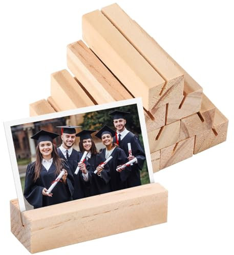NICKLIN Porte Carte Bois,12 Pièces Porte Menu Mariage,Support Titulaire en Bois,Porte Photo de Menu Postales Réutilisable pour Mariages,Restaurants,Conférences et Fêtes