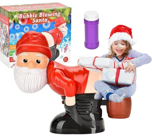 Woyingl Automatischer Weihnachtsmann-Seifenblasen-Maschine, elektrisch, lustiges Furz-Spielzeug für Kindergesicht (C)