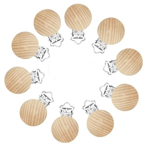 Clip Ciuccio Bambino,Clip Massaggiagengive,Clip Ciuccio Legno,10 pcs Clip Portaciuccio,Ciuccio In Legno Clip Ciuccio Bambino,Porta Ciuccio,Clip in Legno per Ciuccio,Per catene per ciuccio fai da te