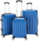 LEADZM Koffer Set 3 Teilig, Reisekoffer Set, Kofferset mit 4 Rollen und Zahlenschloss, Handgepäck, ABS Koffer Qrganizer, Teleskopgriff (Style 1, Dunkelblau)