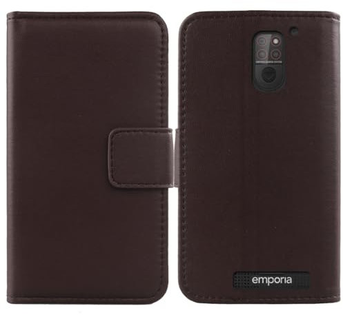 Cheshaoping Echt Leder Tasche Für Emporia SMART.5 mini 4.95 Hülle Handy Flip Lederhülle Handyhülle Brieftasche Kartenfächer Schutz Premium Case Cover Etui (Dark Braun)