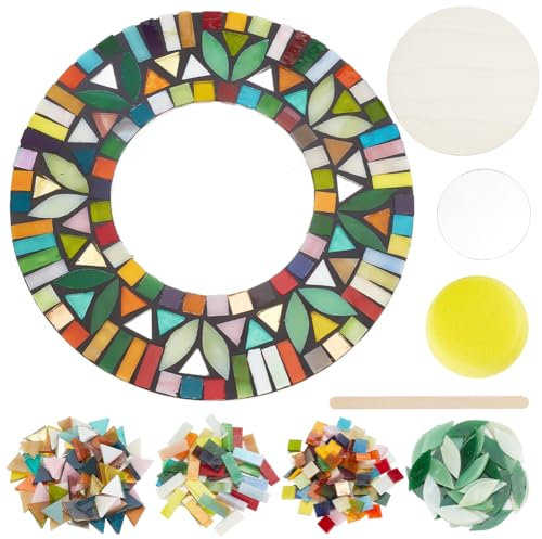 WEBEEDY Mosaic Mirror Kit for Adults - DIY Craft Set With Ceramic Tiles and Flower Design - Creative Accessories for Mosaic Projects