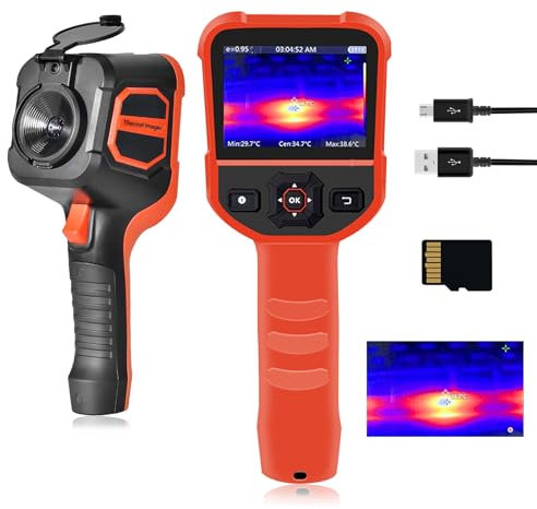 SURLABA Infrarot Wärmebildkamera, 210x160 IR Thermal Imager, -20 to 330°C, 3,5 Farbbildschirm, 0,07°C Empfindlichkeit, 9Hz Bildfrequenz, Infrarotkamera für HVAC, Kommerzielle Elektroinstallationen