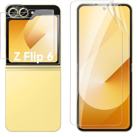 Olycism Lot de 2 Protection d'écran Compatible pour Samsung Galaxy Z Flip 6 Matériau TPU antidéflagrant avec avec protecteur de lentille Pas de bulles Film d'écran HD (Uniquement pour Samsung Z Flip6)