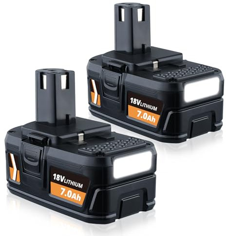 FERRYBOAT 7.0Ah 18V P108 Ersatzakku für Ryobi 18V P108 Ersatzakkus für Akku-Werkzeuge P108 P102 P103 P104 P105 P107 P109 P122 Batterie 2 StüCk