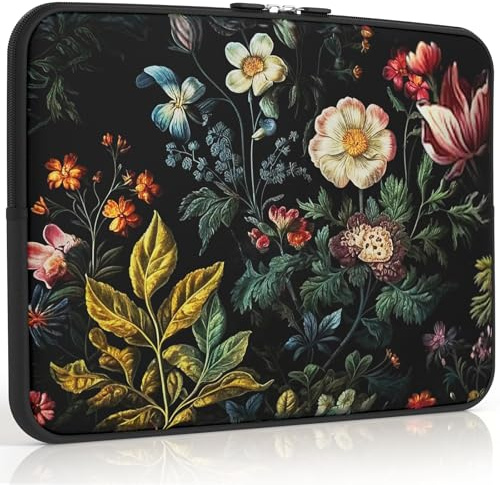 iCasso Laptop Sleeve 13 inch for MacBook Air 13-13.6 inch, Cute Laptop case for MacBook Pro 13 inch, Slim Protective Travel Carrying Case for MacBook Pro 14 inch, Chromebook, HP, Dell, Vintage Floral