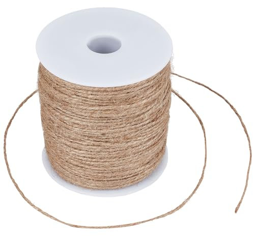 Beebeecraft Rollo de Hilo de Yute Fino de 100 m/109.36 yardas Cordón de Cáñamo de 1mm Cuerda de Yute Natural Color Canela para Envolver Manualidades Hacer Joyas Colgar En la Pared Proyectos de Arte
