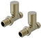 Warmehaus 15mm Pair of Straight Radiator Valve for Heated Towel Rail Radiator Brushed Brass