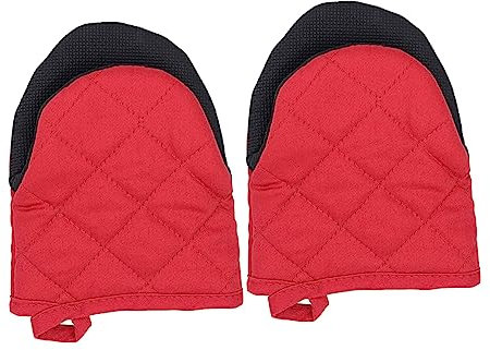 OFFSCH Heat-resistant Oven Gloves Microwave Cooking Gloves Red Mini Size Pair for Baking and Kitchen Use