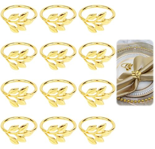 Lot de 12 Ronds de Serviette en métal élégants, Ronds de Serviette de Décoration de Table Élégante pour Mariages, Dîners de Famille et Autres Célébrations