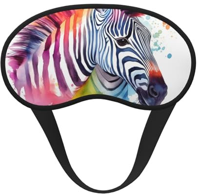 Niedliche bunte Zebra-Schlafmaske für Damen und Herren, Augenmaske zum Schlafen, lichtblockierend, Schlafmaske mit elastischem Band, Augenbinde für Flugschläfer, weich, atmungsaktiv,