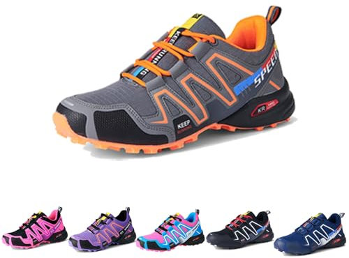 ILESTDG OrthoTrekking ergonomische schmerzlinderndeTrekking Wanderschuhe Damen und Herren,Geeignet Für Den Einsatz Im Freien Fahrradschuhe (Grau Orange,43)