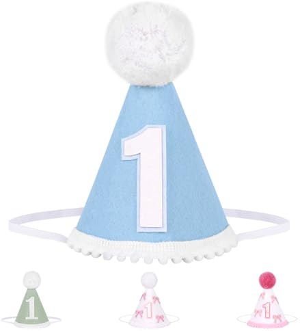 Winmany Baby 1. Geburtstag Hut Säugling Erster Geburtstag Kegel Kappe Kuchen Smash Party Foto Requisiten Kopfbedeckung Dekor für Mädchen Jungen