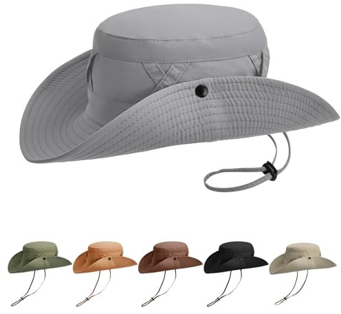 AYPOW Unisex Sonnenhut Fischerhut Wasserdicht, UPF50+ Breite Krempe UV-Schutz Verstaubar Winddicht Atmungsaktiv Allwetter Angelhut Eimerhut, Cowboy-Stil Boonie Hut Sommerhut für Herren Damen Outdoor