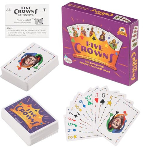 JWTRSVTY 5-Kronen-Kartenspiel, 5 Crowns KartenSpiel, Rommé Poker Karten Spiel, Beliebtes Familien-Partykartenspiel, Nacht Lieblings Familien Partyspiel, Für 3-7 Spieler Ab 7 Jahre(Englische Version)