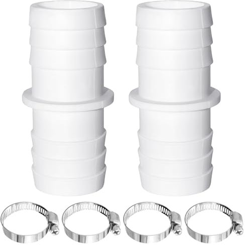 Poolschlauch 32mm auf 38mm Ø Set, Schlauchverbinder, + 4 Universal Edelstahl Schlauchschellen, Pool Schlauchadapter, Schlauchadapter (32-32)
