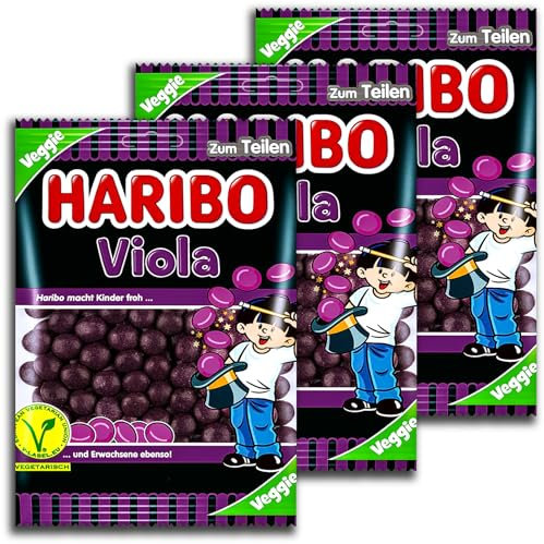 3 er Haribo Viola vegetarisch 3 x 125g Lakritz-Dragees mit Veilchengeschmack