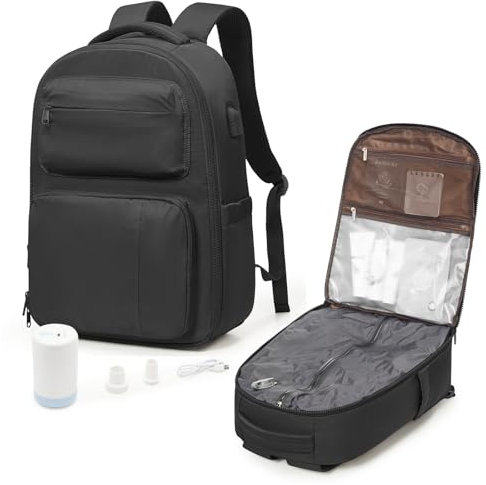 suradar Mochila al Vacío, Mochila Viaje Vacio con Bomba Travel Backpack Mochilas Viaje Cabina Avion 45x36x20 para EasyJet Equipaje de Mano con Sistema Compresion para Hombre Mujer Negro