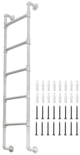 XCHSXYL Robuste Notausstiegsleiter aus Schmiedeeisen zur Wandmontage für hohe Dachbodentreppen im Haus, 1,22 m, 1,52 m, 2,13 m, 2,44 m, Metalltrittleiter mit Beschlägen (140 cm)