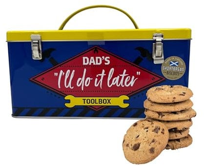 Personalised Biscuit Tin Dad's 'I'll Do It Later' Toolbox Biscuit Tin Refillable Metal Container