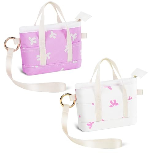 2 Stück Mini Geldbörse Damen Münzbörsen Kleine für Damen Coin Purse Geldbeutel Canvas mit Reißverschluss Mini Tasche für Münzen Lippenstift Schlüssel Datenkabel Tampons 12 * 3,8 * 8,5cm(Rosa&Beige)