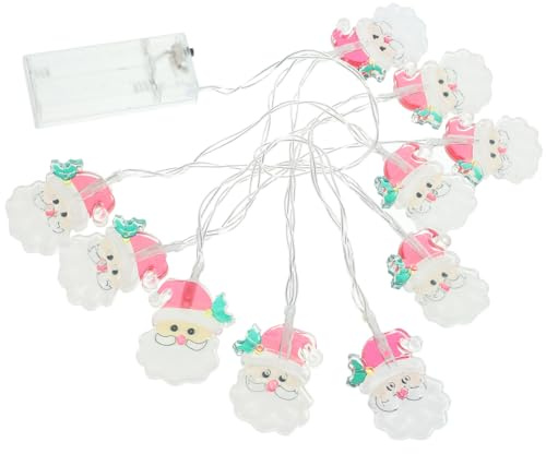 Healifty Santa String Lights Christmas Decorations 5.12Ft Fairy Led Garland Lighting for Bedroom Living Room Xmas Tree Festive Indoor Decor