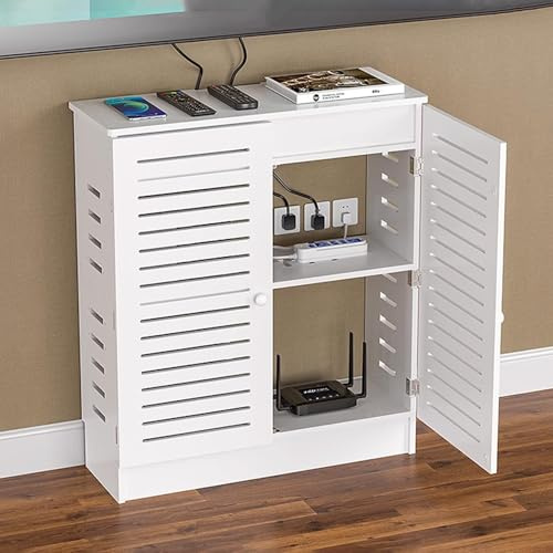 HYDBCNA WiFi Router Storage Cabinet, Floor Standing WiFi Box Hider, Home Media Storage Cabinet, Router Modem Cover, Cable Management, for Home and Office(60x80x30cm/23.6x31.5x11.8in)