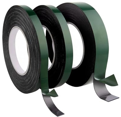 Whispern Cloud 30 Meters Foam Tape Double Sided Black Sponge Tape Waterproof Mounting Tape for Cars Trims Numberplates, 10m Each Roll