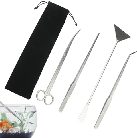 Tijeras para Acuario,Tijeras Largas De Acero Inoxidable Anti-Corrosión | Set de Herramientas de Poda para Plantas de Pecera - Recortar, Mantener Y Detallar Acuarios De Agua Dulce Y Salada, Para Oficin