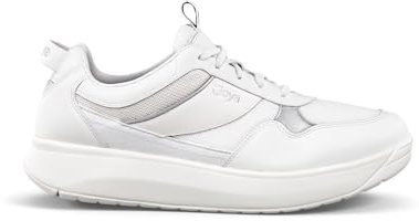 JOYA Alegra White, eleganter Sneaker für Damen aus weichem Nappaleder und atmungsaktivem Mesh mit rückenschonender Dämpfung, in schickem Weiß mit Metallic-Details
